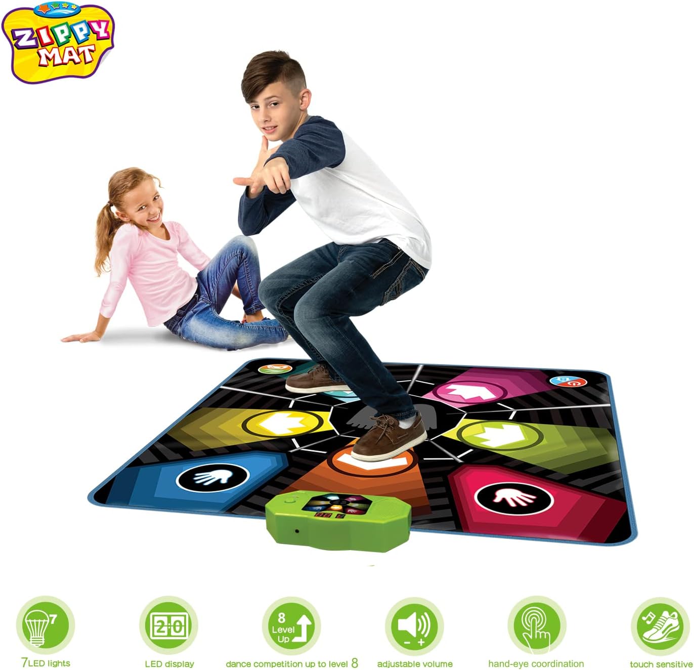 Dance Mat, Electronic Educational Toys for Kids Age 3-12, Musical Dancing Challenge Pad Game with LED Lights, AUX or Built in Music, Party Toys for Girls Boys Families