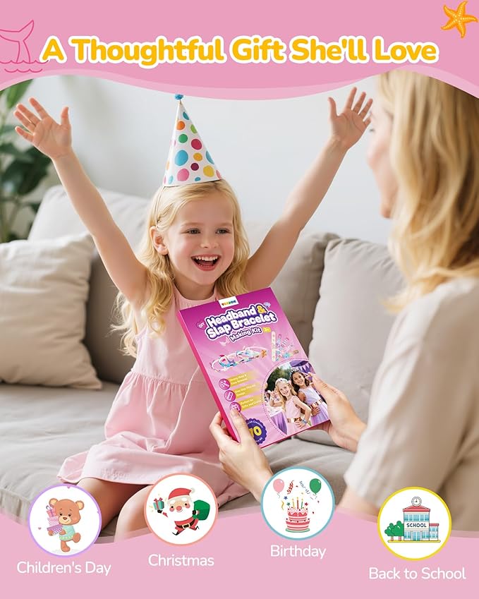 TECJOE DIY Headband Making Kit, Including Headbands & Slap Bracelets, DIY Hair Accessories Set, Arts and Crafts Gifts for Girls, Girl Toys for Age 3–10