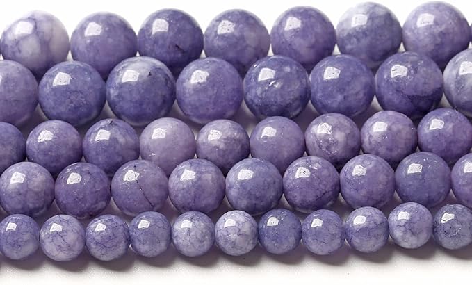 10MM 38PCS Lavender Purple Chalcedony Stone Loose Beads for Jewelry Making DIY Bracelet Necklace