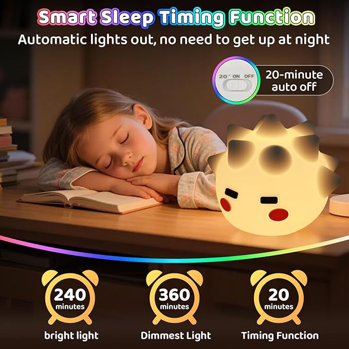 Cute Monster Lamp, 8 Color Changing Dimmable Timer Bedside Nightlights, Squishy Silicone Lamp Cute Gifts, Rechargeable Voice Nursery Lamp for Baby/Toddler