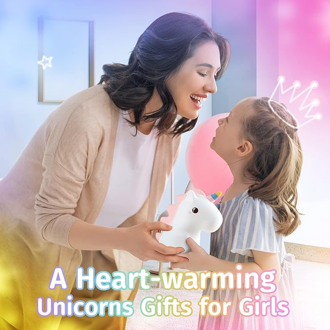 Unicorn Baby Sound Machine with Light, 16 Colors+Silicone Sleep Sound Machine for Kids Night Light, 10 White Noise Baby Night Light for Kids with Music, Remote+Timer+Rechargeable Nightlight [Gifts]