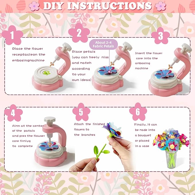 Autotechnx 216PCS Fabric Flower Bouquets Toys, Arts and Crafts for Kids Ages 3-12, DIY Flower Bouquet Kit, Girls & Boys Birthday Gift Ideas, Creative Preschool Learning Educational Toys