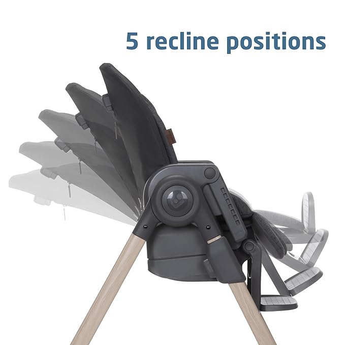 Maxi-Cosi Minla 6-in-1 High Chair for Babies & Toddlers, Portable Foldable Highchair, EcoCare Fabric, 9 Heights, 5 Reclines, 4 Tray Positions, Classic Graphite