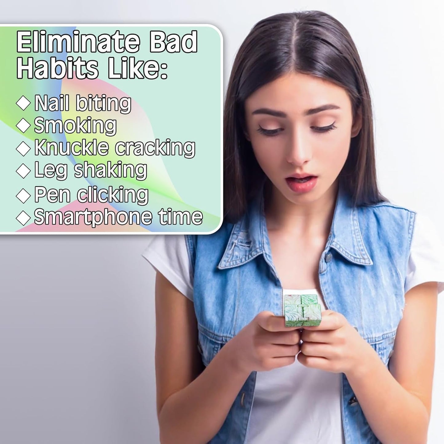 Infinitycube Fidget Toy, Unique Tie-Dye Infinitycube for Kids and Adults, Fidget Toy Relaxing Hand-Held Fidget Toy for Stress Relieve and Anxiety Relief (Rainbow)