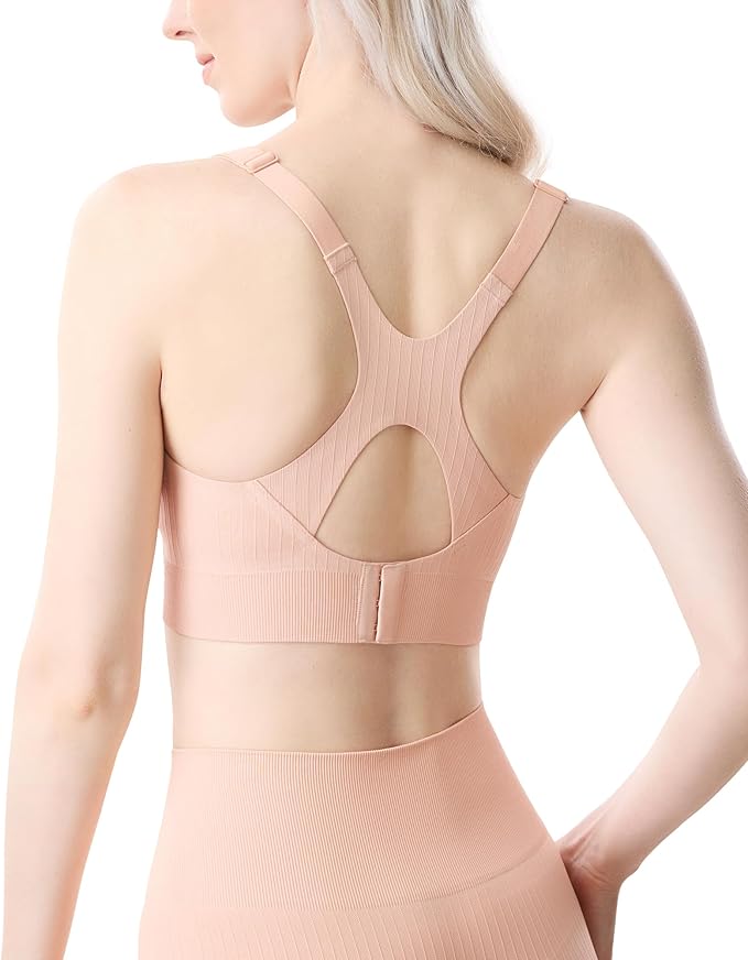 Momcozy Nursing Bras for Breastfeeding, Ribbed Maternity Bra with Racerback, Soft Stretchy Nursing Sports Bra for Yoga