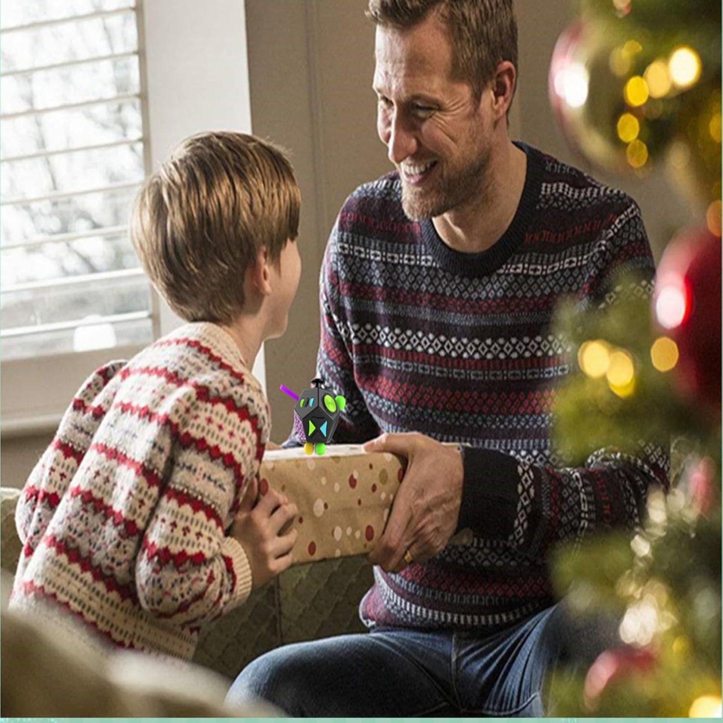 Fidget Toys Cube Relieve Stress Anti Anxious Depression 12-Sided Cube for Children and Adults with ADHD ADD OCD Autism Creative Toy (Green Pink Black-B2)