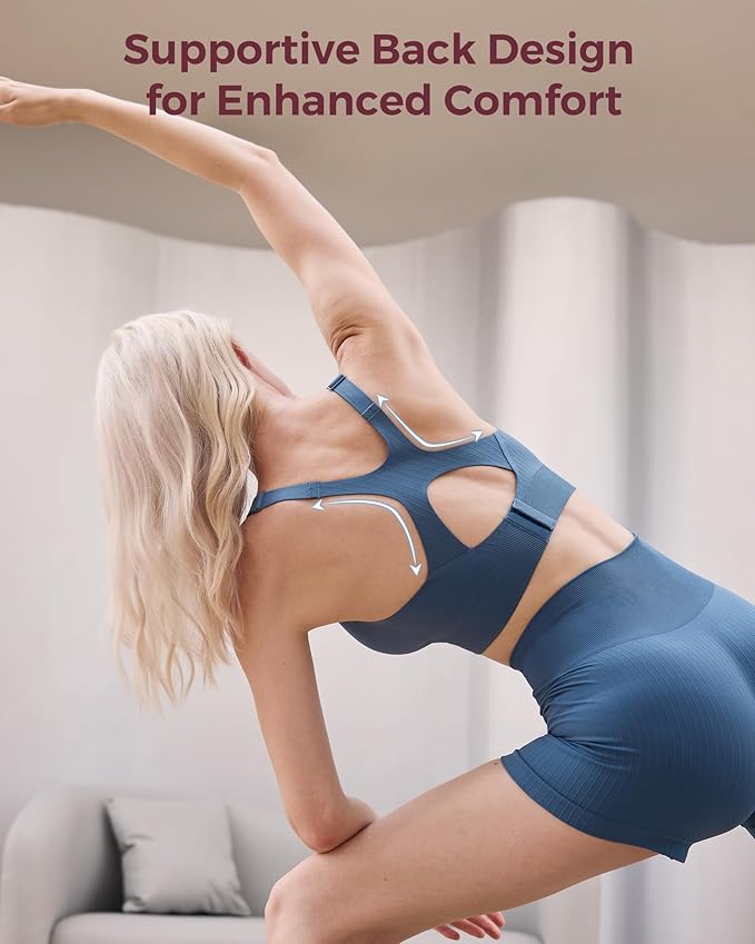 Momcozy Nursing Bras for Breastfeeding, Ribbed Maternity Bra with Racerback, Soft Stretchy Nursing Sports Bra for Yoga