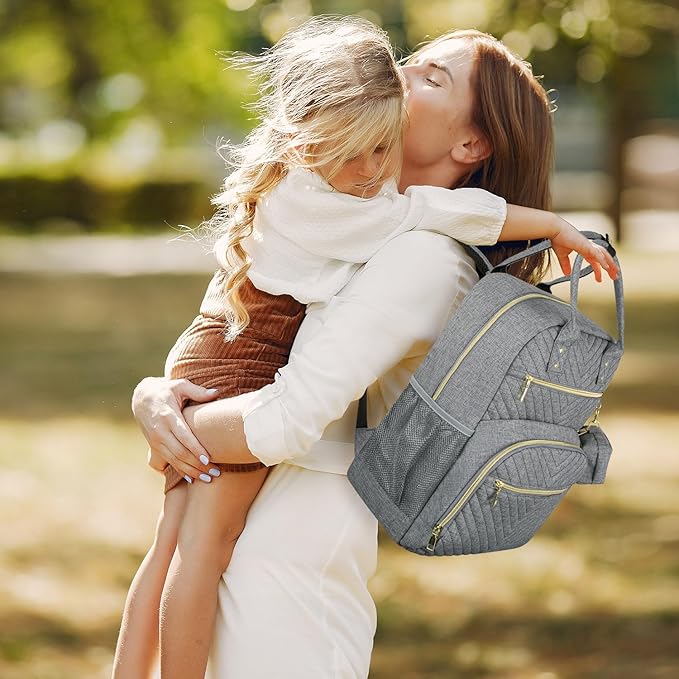 Diaper Bag Backpack,Baby Essentials Diapers Bag with Pacifier Case,Multipurpose Stylish Large Capacity Travel Backpack for Baby Girl/Boy(M-Gray)