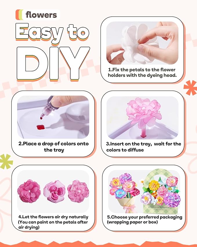 Paper Flowers for Crafts, Arts and Crafts for Kids Ages 8-12, Paper Flowers Science Kits, DIY Color Changing Flower Educational STEAM Toys, Christmas Birthday Gifts for Girls Age 5 6 7 8 9 10 11 12