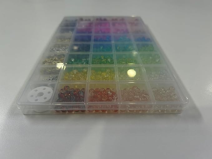 Funtopia Glass Beads Bracelet Making Kit, 1396pcs 6mm Crackle Glass Beads for Jewelry Making, 34 Colors Round Crystal Beads for Bracelets DIY Crafts with Spacer Beads and Charms