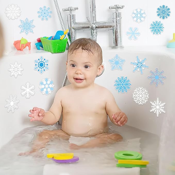 MARFOREVER 50 PCS Winter Gel Window Clings Stickers Reusable Christmas Snowflake Thick Gel Clings Decals for Kids Classroom Home Winter Christmas Party Supplies Window Glass Decorations