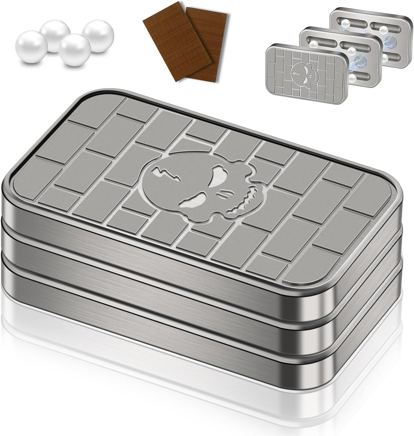 ATESSON Magnetic Fidget Slider,Metal Push Card Stress Relief Toy,Office Desk Adult Fidget Toys,Magnetic Fidget Toy for Autism ADHD Special Needs