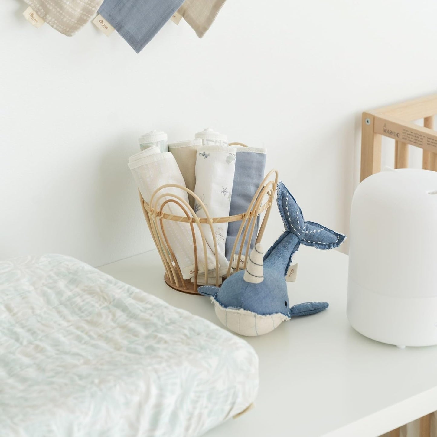 Crane Baby Changing Pad Cover, 100% Cotton Sateen Exterior Change Pad Cover, Beach Life Theme, 16" x 32", Fitted Changing Pad Covers, Changing Table Pad Cover For Nursery, Baby Registry or Shower Gift