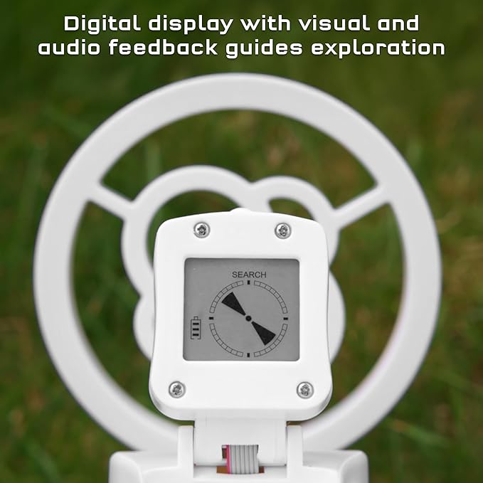 The Thames & Kosmos Metal Detector Essential STEM Tool for Kids | Detects Metal 6” Deep, Lightweight & Ergonomic Design w/Adjustable Arm Length | LCD Screen w/Audio Feedback, Accurate Explorations