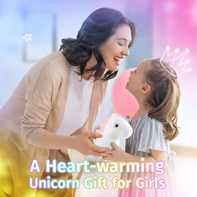 Mubarek Cute Lamps,【16 Colors】 Unicorn Bedroom Decor for Girls,Tap 2 Lightness Baby Night Light,Last 10H Portable Unicorn Lamp,Soft & Safe Nursery Night Light,Gifts for Girls
