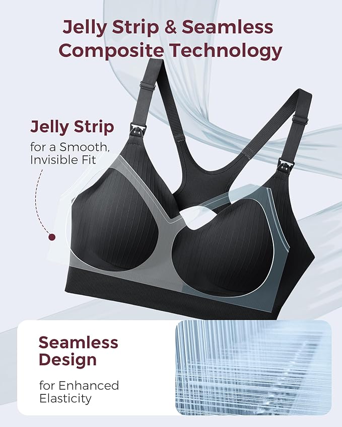 Momcozy Nursing Bras for Breastfeeding, Ribbed Maternity Bra with Racerback, Soft Stretchy Nursing Sports Bra for Yoga