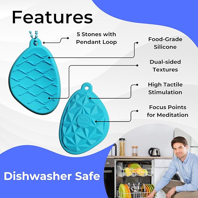 19pc Chewy Sensory Stones Calming Kit w/Calm Strips for Anxiety Relief Items, Chewelry Sensory Toys for Kids with Autism Classroom Must Haves, Worry Stones Fidgets for Classroom