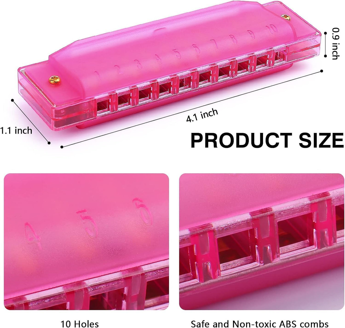 6 Pcs Kids Harmonica 10 Hole, Plastic Harmonica for Kids with 6 Colors Educational Toys Beginners Toy Musical Instruments for Kids, Children and Adults (Blue, Pink, Green, Orange, red, Yellow)