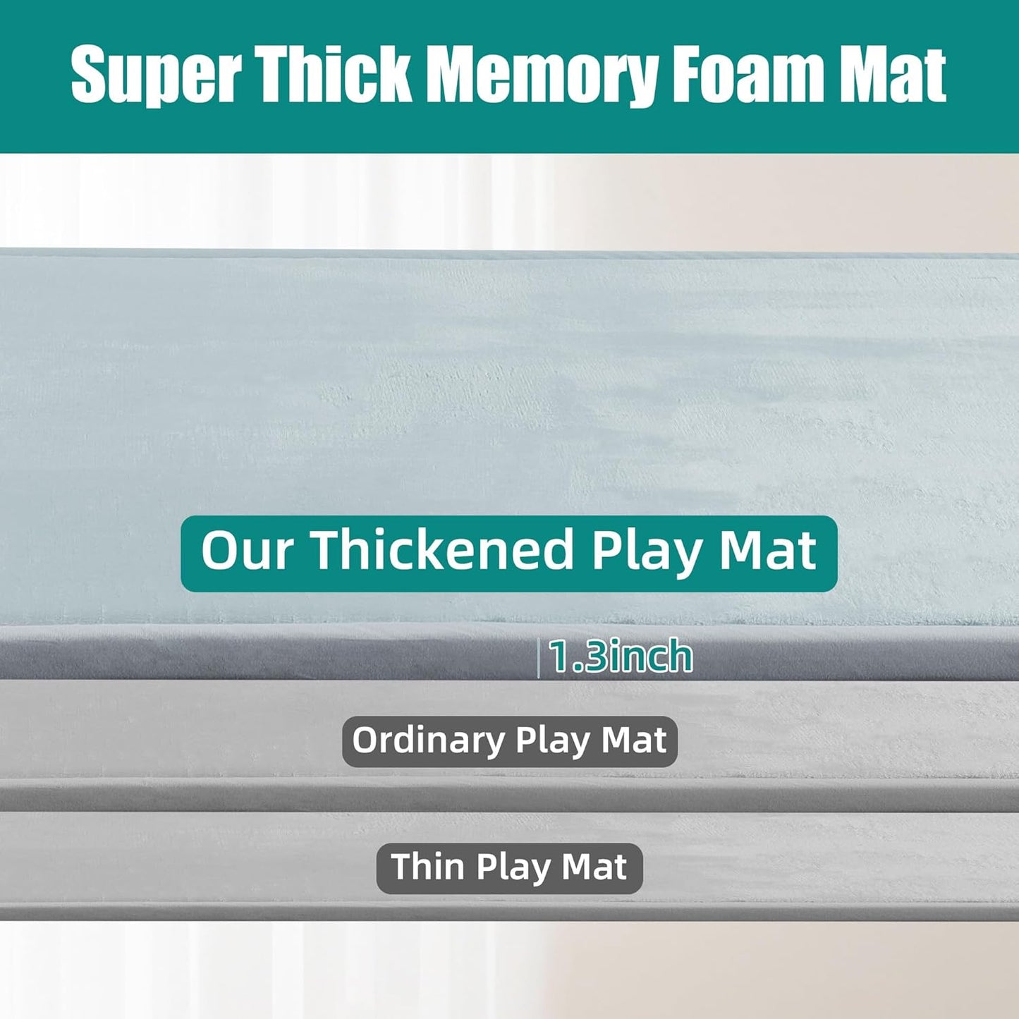 MABOZOO Extra Thick 1.3 Inch Baby Play Mat, 74 * 50 Inch Baby Floor Mat Memory Foam Playpen Pad for Babies, Toddlers, Infants, Playmat Crawling Cushion Activity Playmat for Indoor & Outdoor