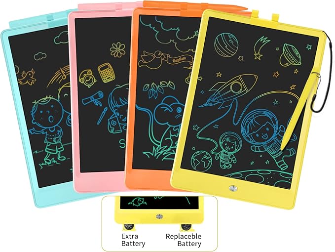 10 Inch LCD Writing Tablet for Kids 4 Pack Reusable Drawing Pad Colorful Toddler Writing Board Electronic Drawing Tablet Educational and Learning Toys for 3-8 Years Old Boys Girls