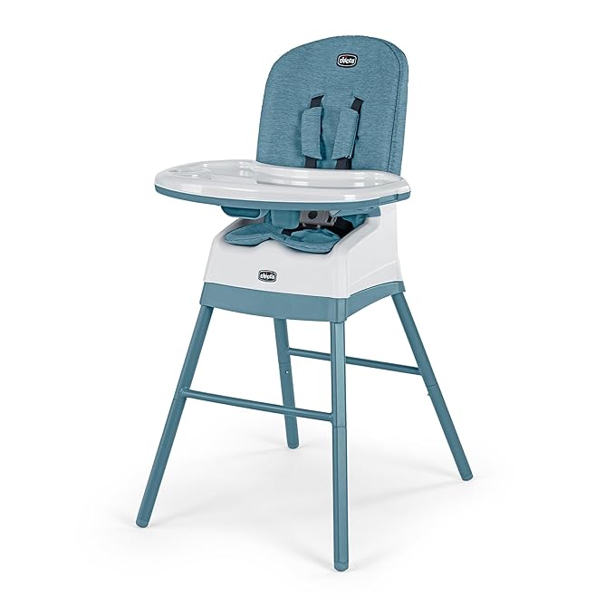 Chicco Stack® Hi-Lo 6-in-1 Multi-Use Convertible High Chair, Reclining High Chair for Babies and Toddlers Easy-Clean Baby Booster Toddler Seat Combo | Tide/Blue/Green