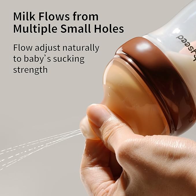 Thyseed Glass Natural Anti-Colic Baby Bottles | Newborn Breast Like Nursing Bottle for Breastfed Babies with Nipple(2-3 Months),5oz,1pack