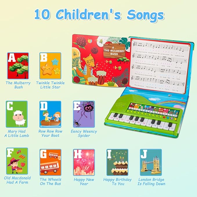 Toddler Toys Piano Keyboard with Book - Educational Musical Toys for Kids Ages 3 4 5 6 Year Old Boy and Girl Gifts
