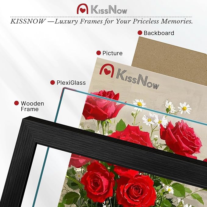 13x19 Picture Frame 2 Pack, Black Solid Wood, Wall Gallery Poster Frame