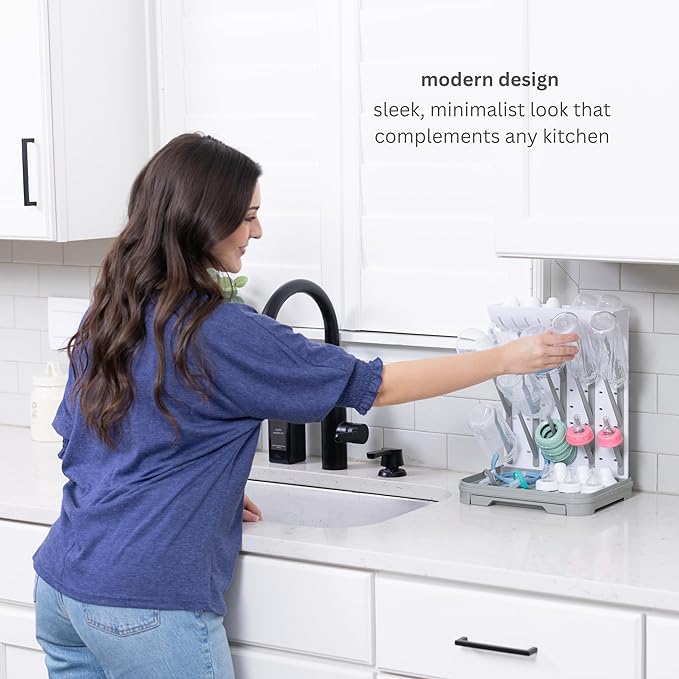 Baby Bottle Drying Rack – Large Vertical Bottle Dryer for 15 Bottles, Space-Saving Countertop Rack for Baby Bottles & Accessories, Compact Holder for Newborn Essentials