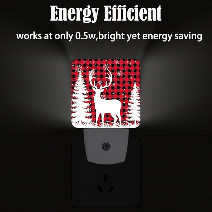 Silhouette Christmas Elk Night Light,Plug Into Wall Decor for Stairway,Hallway,Kitchen,Dusk to Dawn Sensor Nightlights for Boys/Girls/Women/Men Room Gifts