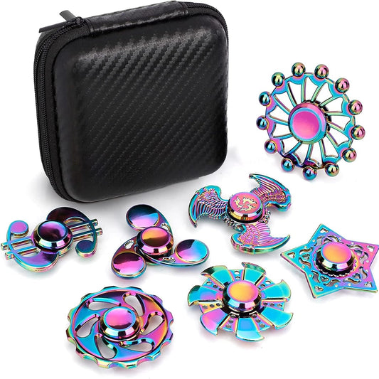 Cool Fidgets Spinners Metal Toys for Kids Adults 7 Pack, Finger Hand Spinners Stocking Stuffers, Desk Toys Fingertip Gyro Party Favors Supplies, Stress Relief Toys for Christmas