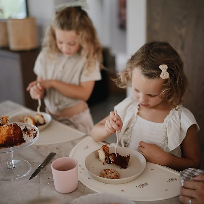 mushie Flatware Fork and Spoon Set for Toddlers | Made in Denmark (Blush)