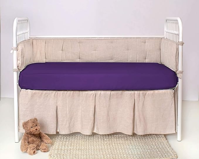Crib Fitted Sheet by Pure Bamboo, Genuine 100% Organic Viscose Derived from Bamboo, Luxuriously Soft, Ultimate Cooling, Fits Standard Size Crib Mattress (Purple)