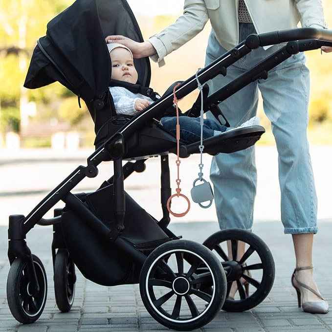 Toy Safety Straps, Silicone Pacifier Clips, Adjustable Stretchable Sippy Cup Straps for Strollers, High Chair, Cribs, Hanging Baskets, Car Seat, Shopping Trolley