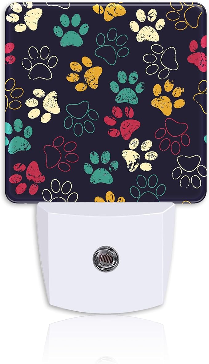 Night Light for Kids Girls Boys,Colorful Animal Footprints LED Night Light Plug into Wall with Dusk to Dawn Sensor for Room Decor,Hallway,Kitchen,Bathroom,Nursery,Stairs