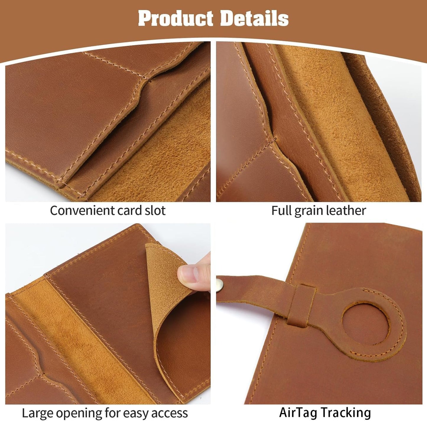 Jack&Chris Genuine Leather Passport Holder For Travel, RFID Blocking Handmade Passport Holder with Card Case Organized & Safe, Quality Travel Essentials for Women and Men for Gifting, Light Brown