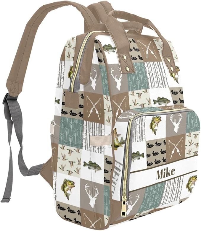 Personalized Hunting Them Diaper Bag with Name – Custom Baby Bag, Nursing Tote Backpack for Mom, Custom Name Mommy Daypack, Shower Gift for Baby
