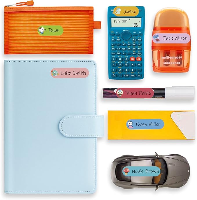 Name Labels for Kids Stuff, Waterproof Daycare Labels for Baby Bottles, 128 PCS Water Bottle Label, Name Tags Stickers for School Supplies, Daycare Essentials, Self-Laminating, Dishwasher Safe