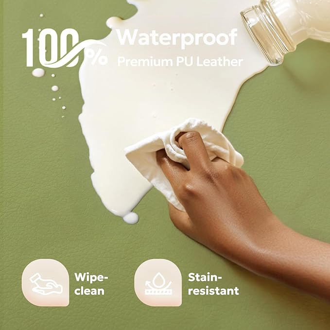 Mallify Baby Mat for Floor, Thick Soft Non-Toxic Vegan Leather Baby Play Mat, Waterproof Foam Play Mat, Padded Play Mat for Baby, 50x50 Playpen Mat, Infant Playmat for Baby Girls and Boys, Green