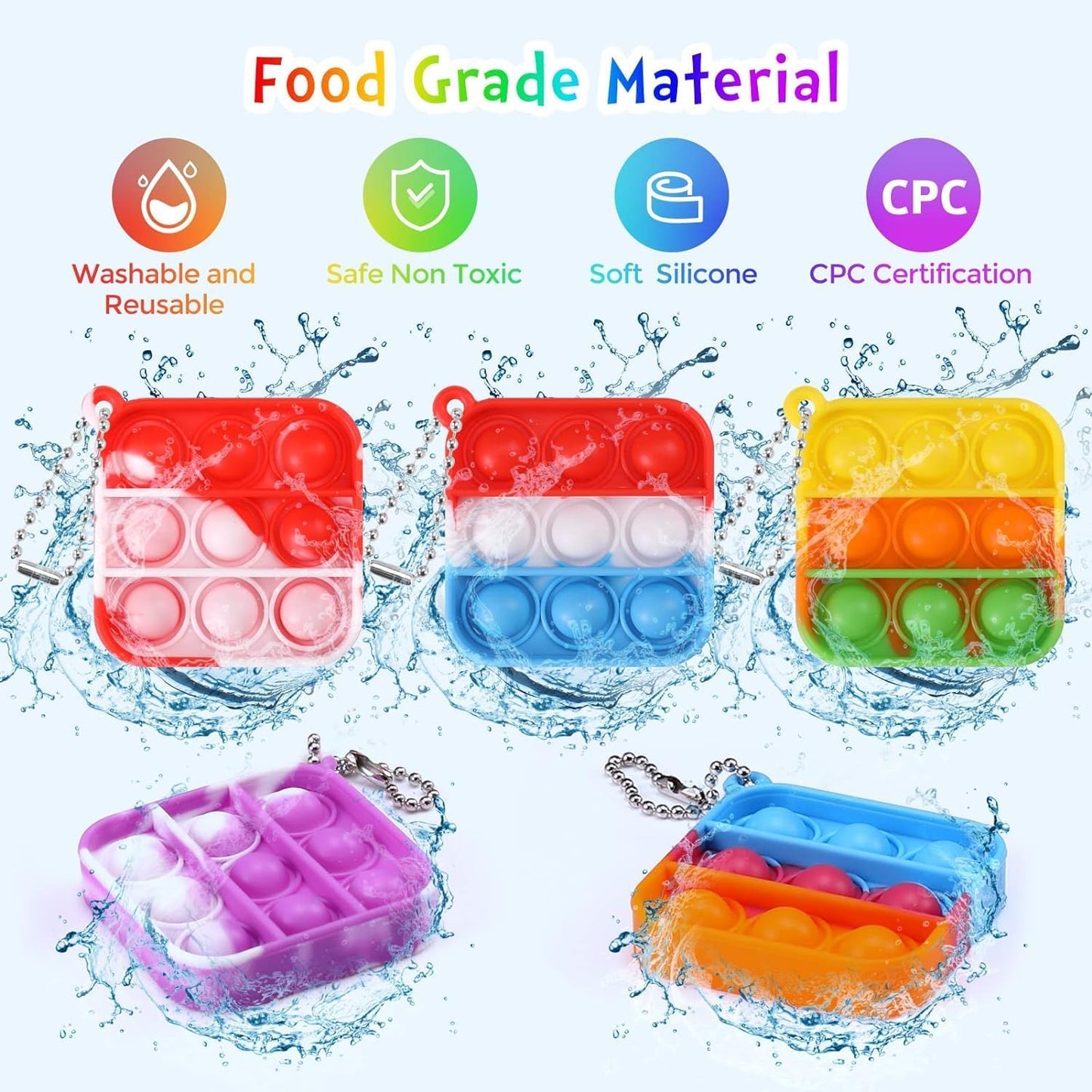 200pcs 2in Random Pop Bubble Fidget Sensory Toys, Pop Toy Bulk for Party Favor, Classroom Student Prizes Easter Basket Goodie Bag Stuffers Christmas Valentine Gift for Kid