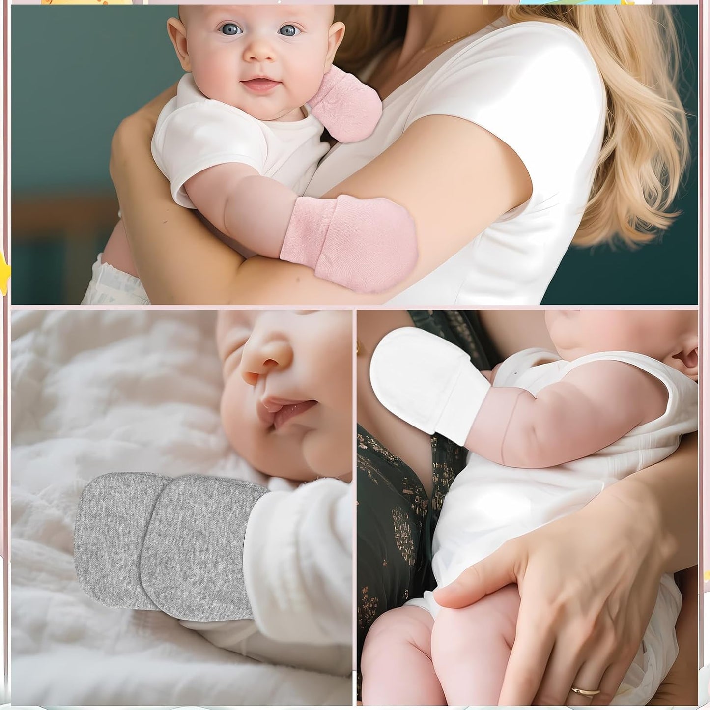 No Scratch Baby Mittens Newborn Infant Toddler Mittens Soft Elastic Wrist Gloves Mitten for 0-6 Months Boys Girls