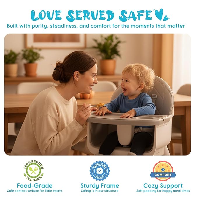 6 in 1 Baby High Chair, Convertible Highchair for Babies and Toddlers (Grey)