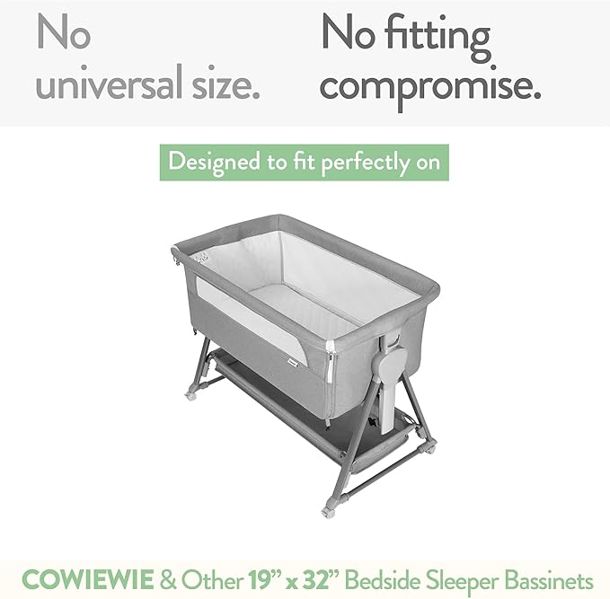 Joey + Joan Bassinet Fitted Sheets 19" x 32" for Cowiewie Bedside Sleeper Bassinet Mattress Pad – Snuggly Soft 100% Jersey Cotton – Beige + Rusty Brown – 2 Pack