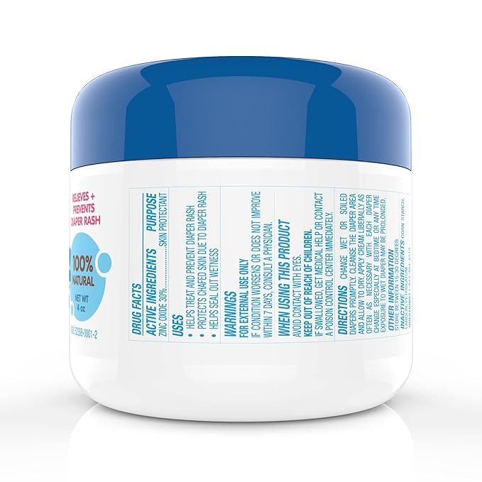 Diaper Rash Cream | 100% Natural Zinc Oxide Maximum Strength Butt Paste | Barrier Baby Cream to Help, Relieve, & Prevent Diaper Rash | Hypoallergenic Remedy for Newborns, Infants | 4oz