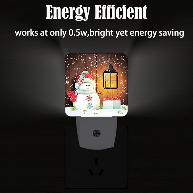 Cute Snowman Night Light,Plug-in Night Lights with Dusk to Dawn Sensor for Stairway,Hallway,Bedroom Sleep Friendly Ideal for Women/Girls/Boys Gift,0.5w
