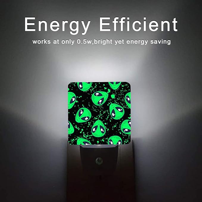 Alien Night Light,Green Aliens Plug-in Night Lights with Dusk-to-Dawn Sensor for Bedroom, Bathroom and Living Room 0.5W Sleep Friendly lamp for Women/Girls/Boys Gift