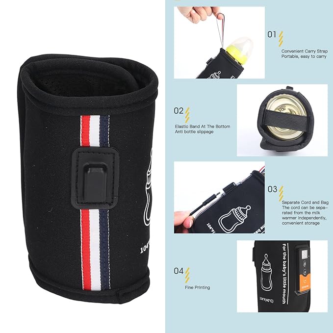Bottle Warmer, Milk Warmer Bag Constant Temperature Quick Heating with LCD Display and Accurate Temperature Control Car Heat Thermal Breast USB Bottle Warmer for Home Outdoor Indoor Traveling Driving