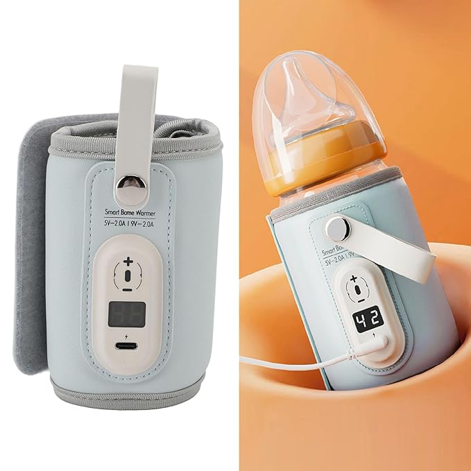 Denash Portable Bottle Warmer for Travel, 6 Gear Temperature, Fast Heating, Baby Milk Warmer for Breastmilk or Formula, Accurate Temperature Control