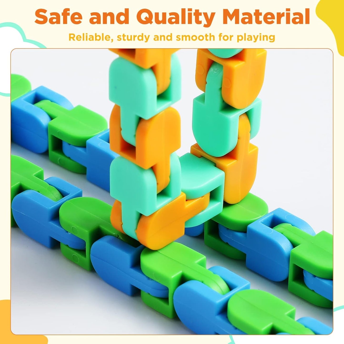 Sotiff 60 Pieces 24 Links of Wacky Track Fidget Toy Fidget Wacky Tracks Colorful Snake Snap Toys Wacky Track Gifts for Kids Adult Autism Stress Relief Therapy Toys Keeps Mind Focused (Classic Color)