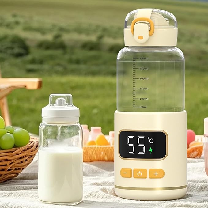Portable Bottle Warmer Adjustable Temperature Rechargeable Cordless Baby Milk Warmer for Travel Outdoor